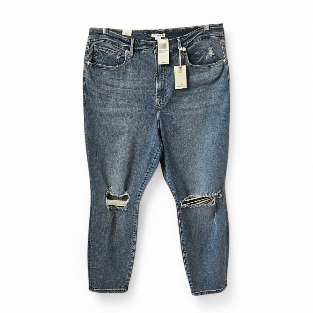 GOOD AMERICAN Womens Plus Size 20 High Rise Super Soft distressed Jeans